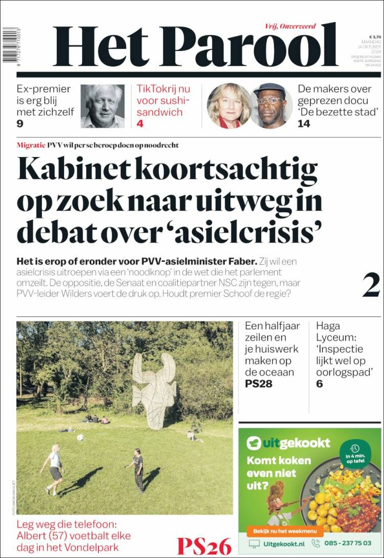 Portada de Het Parool (Países Bajos)