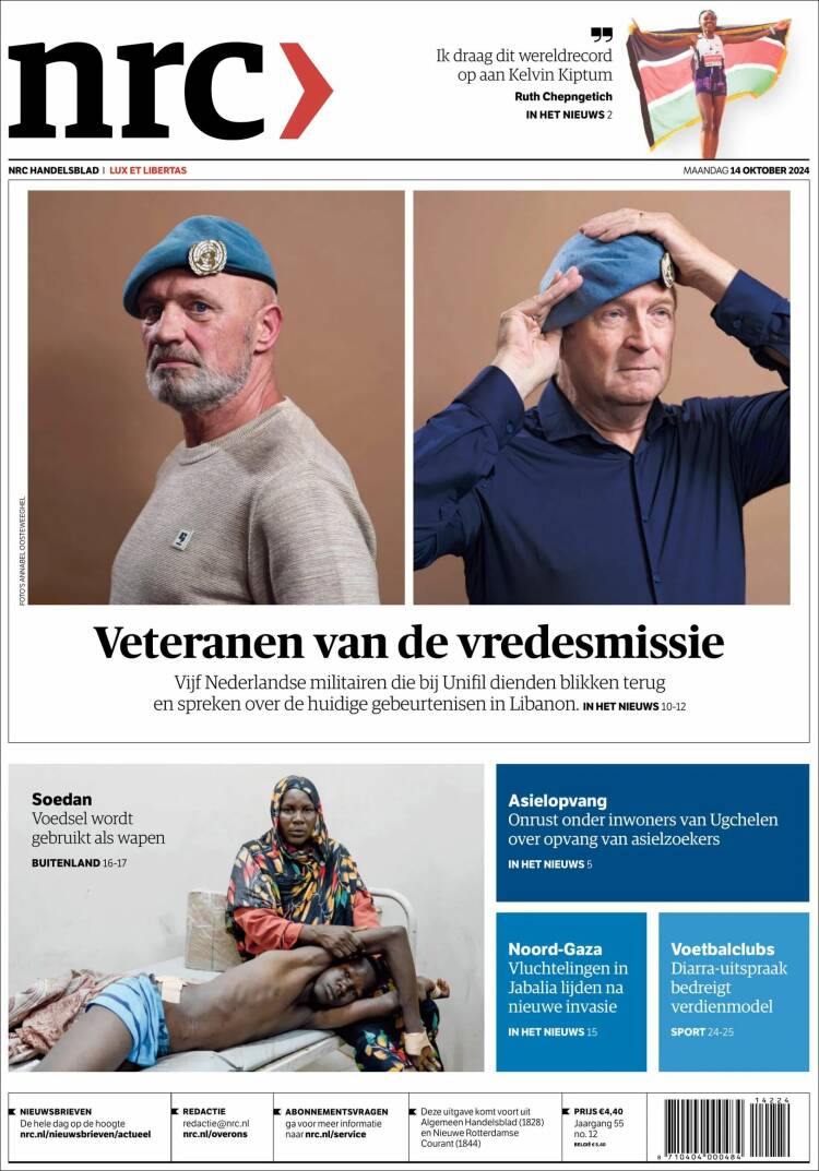 Portada de NRC Handelsblad (Países Bajos)