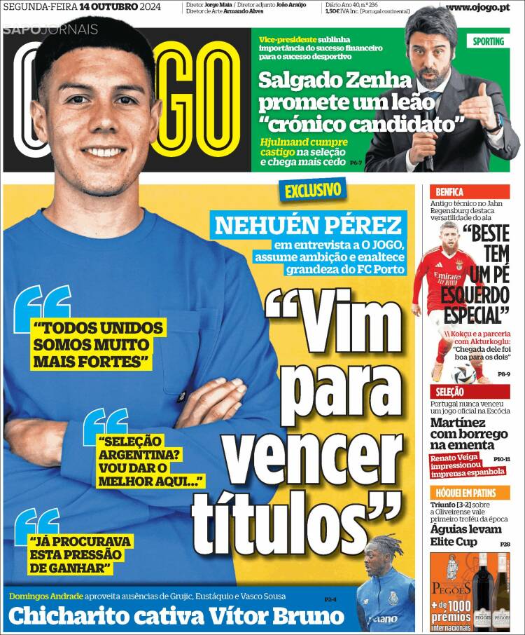 Portada de O Jogo (Portugal)