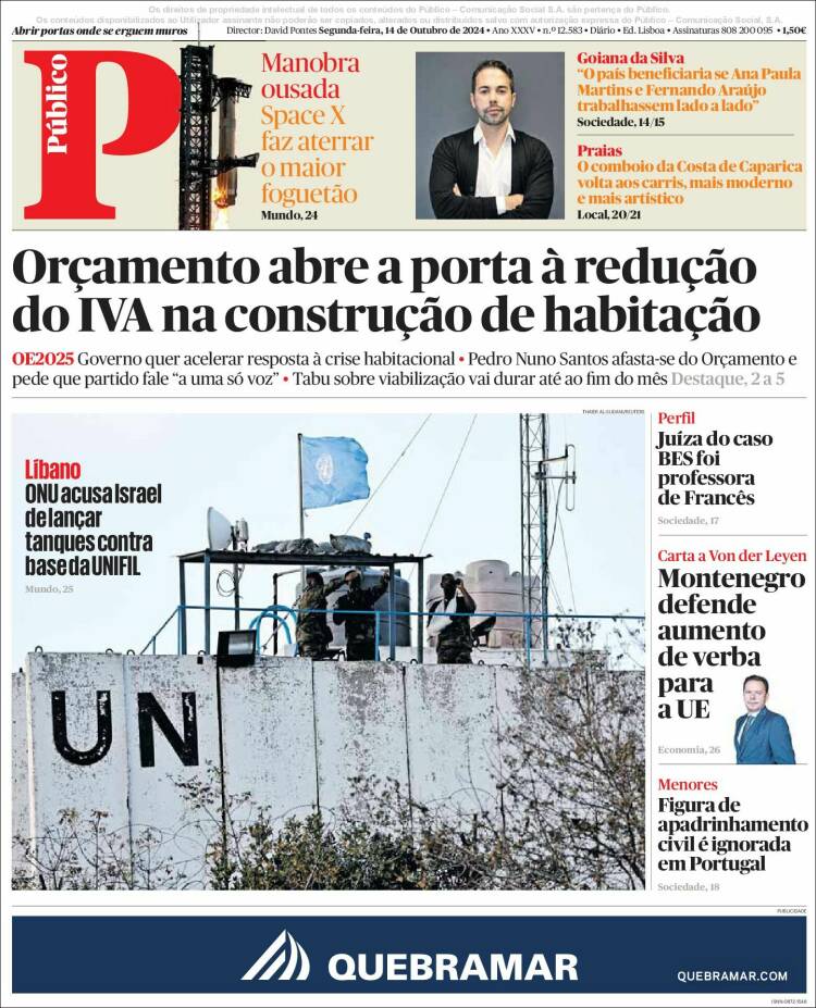 Portada de Público (Portugal)