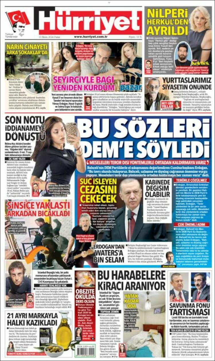 Portada de Hürriyet (Turquía)