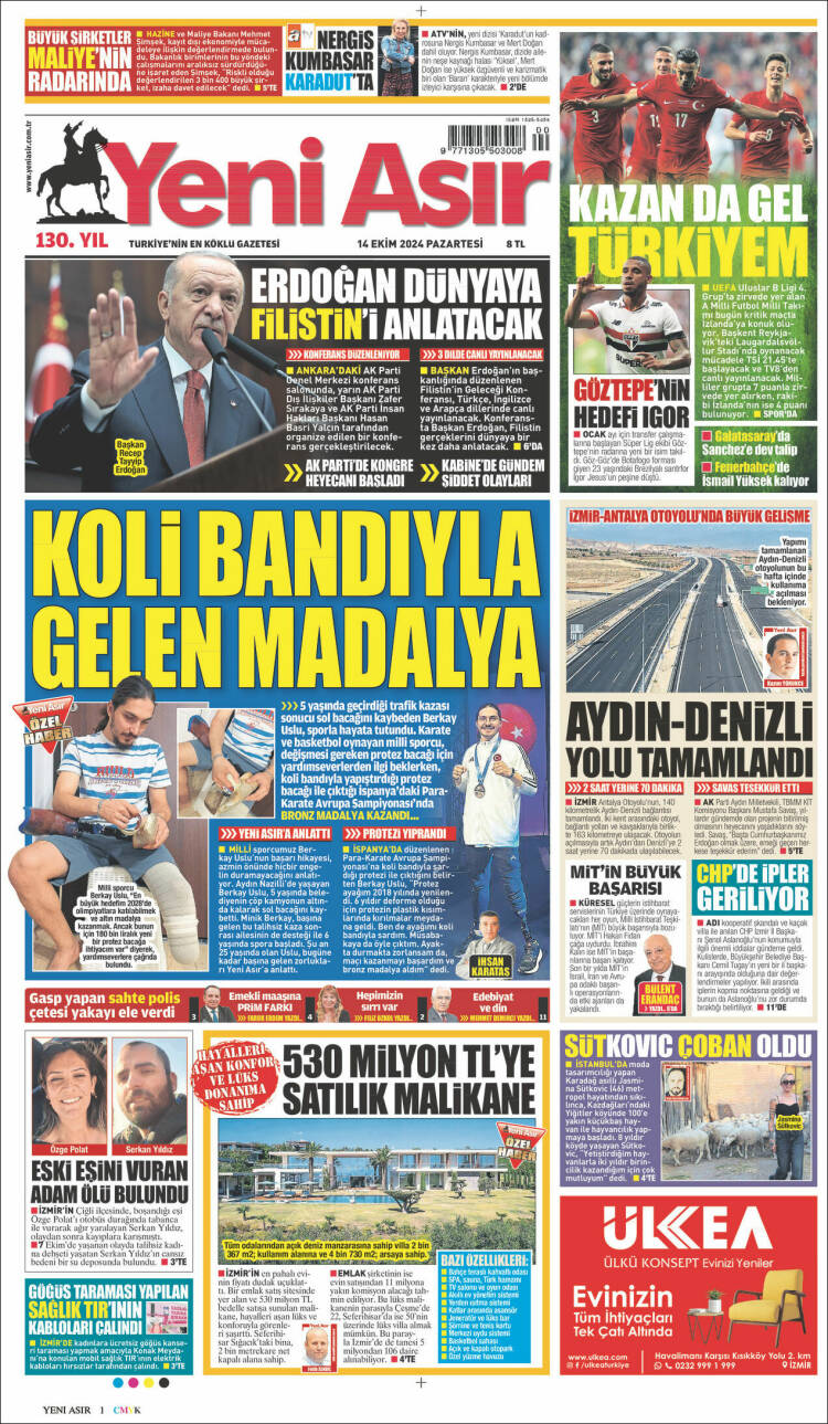 Portada de Yeni Asır (Turquía)