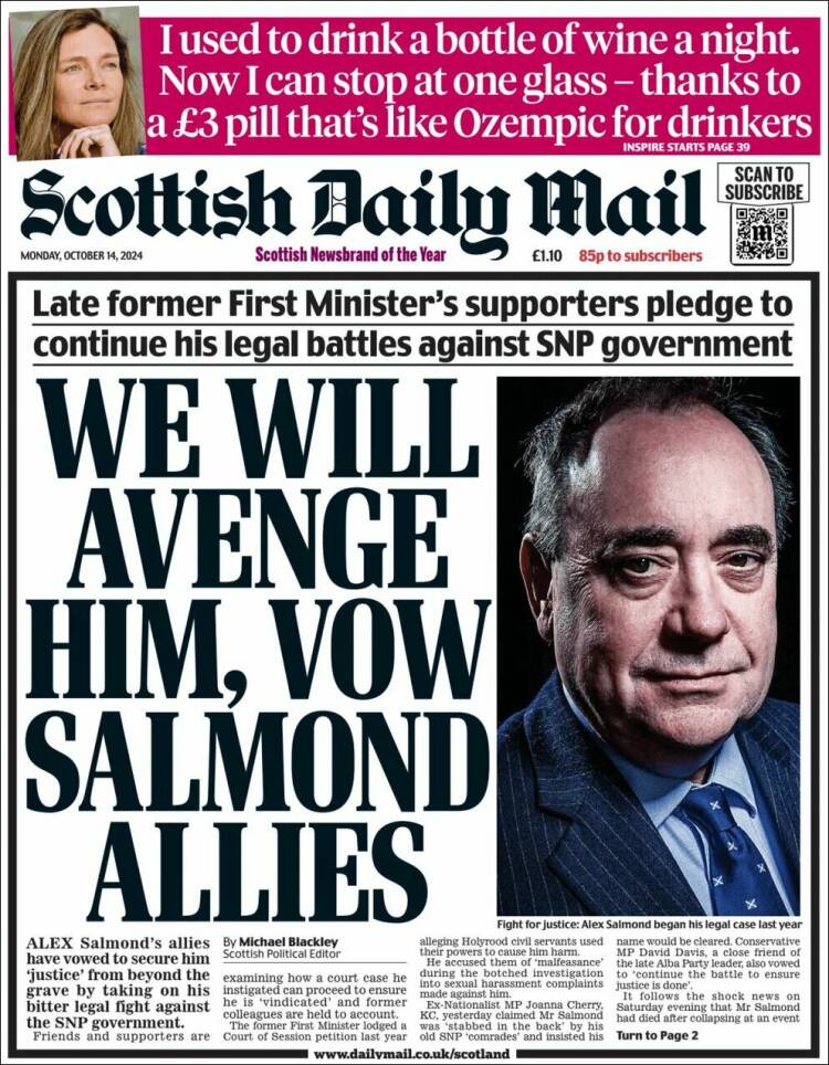 Portada de Scottish Daily Mail (Reino Unido)