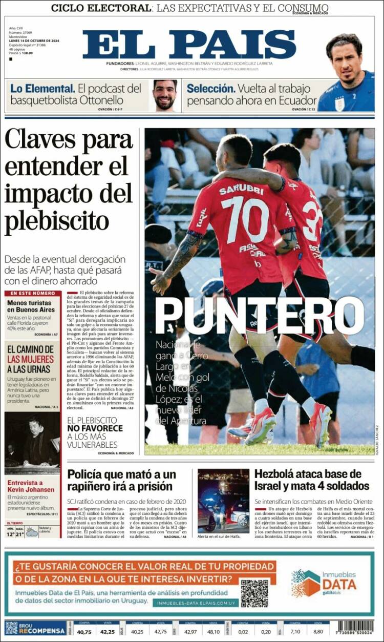 Portada de El País (Uruguay)