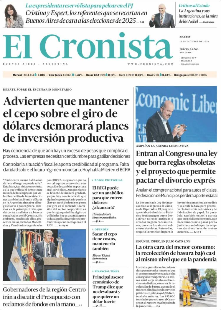 Portada de El Cronista Comercial (Argentina)