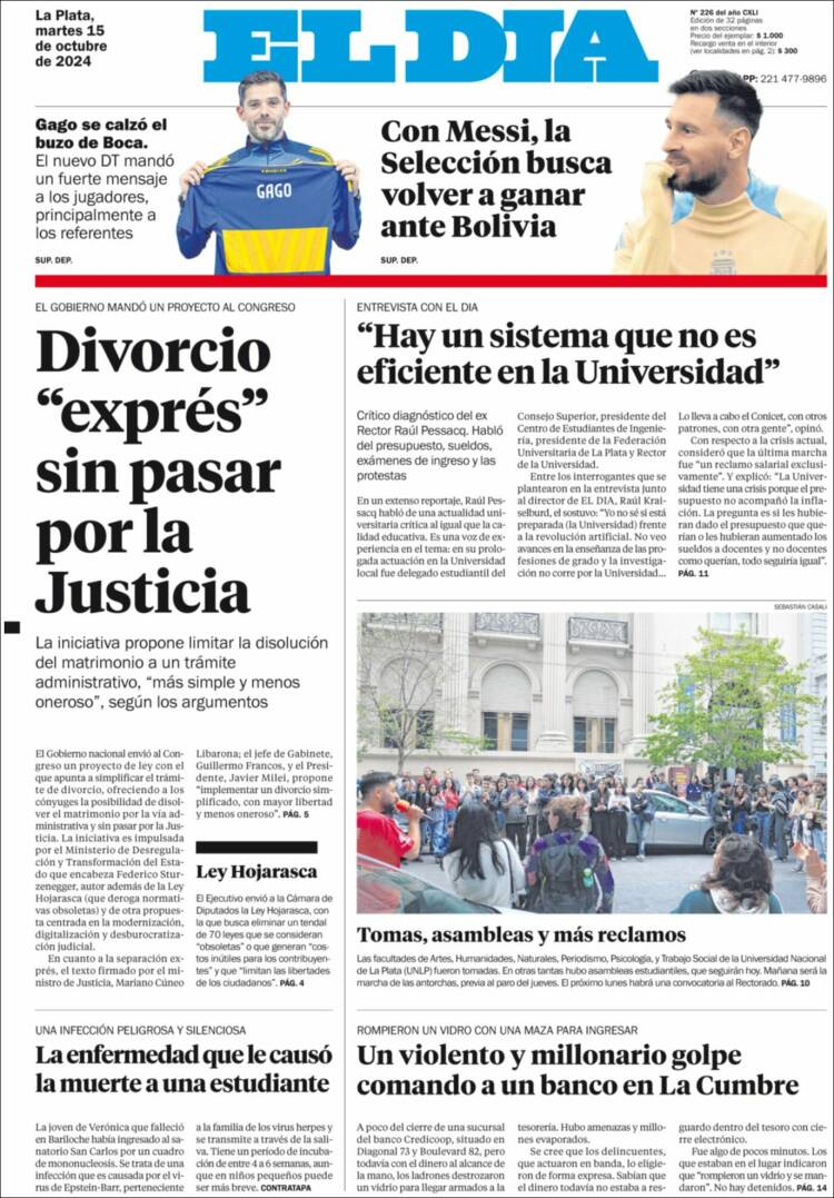 Portada de El Día de la Plata (Argentina)