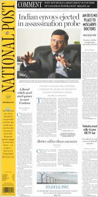 Portada de The National Post (Canadá)