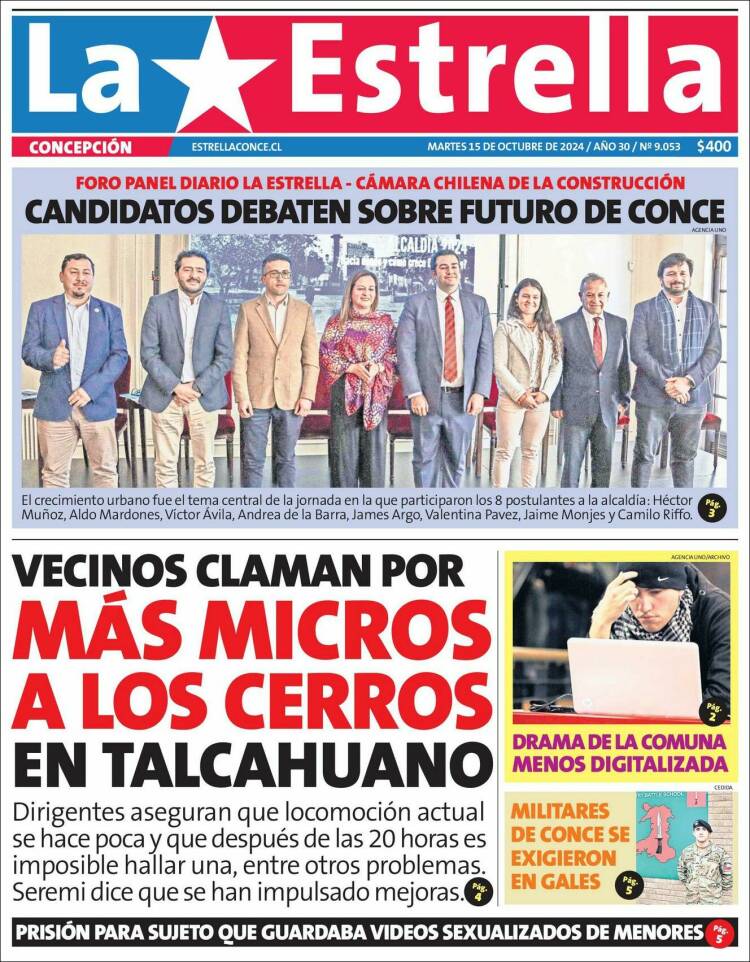 Portada de La Estrella de Concepción (Chile)