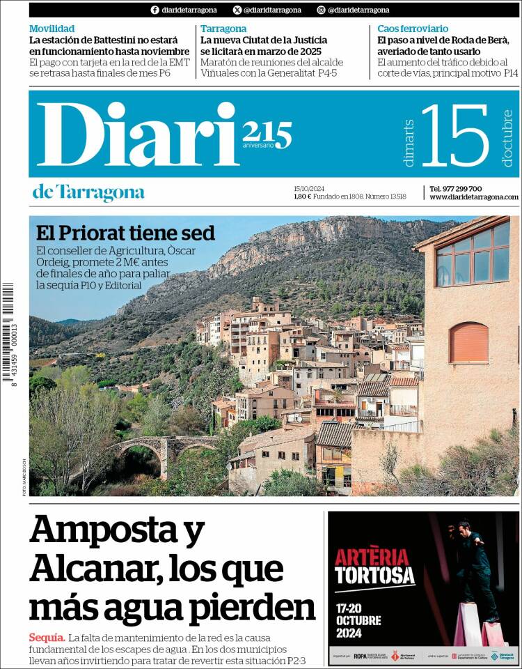 Portada de Diari de Tarragona (España)