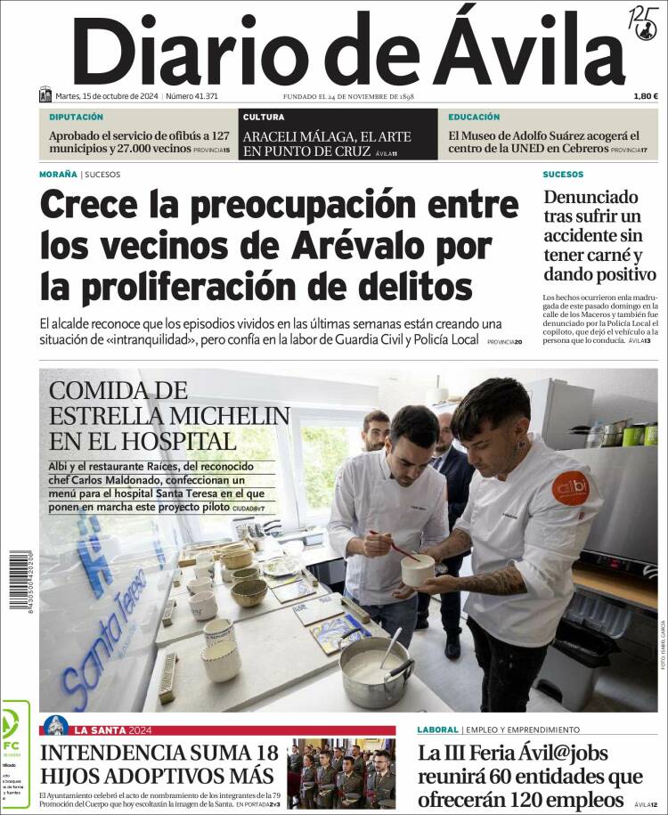 Portada de Diario de Ávila (España)