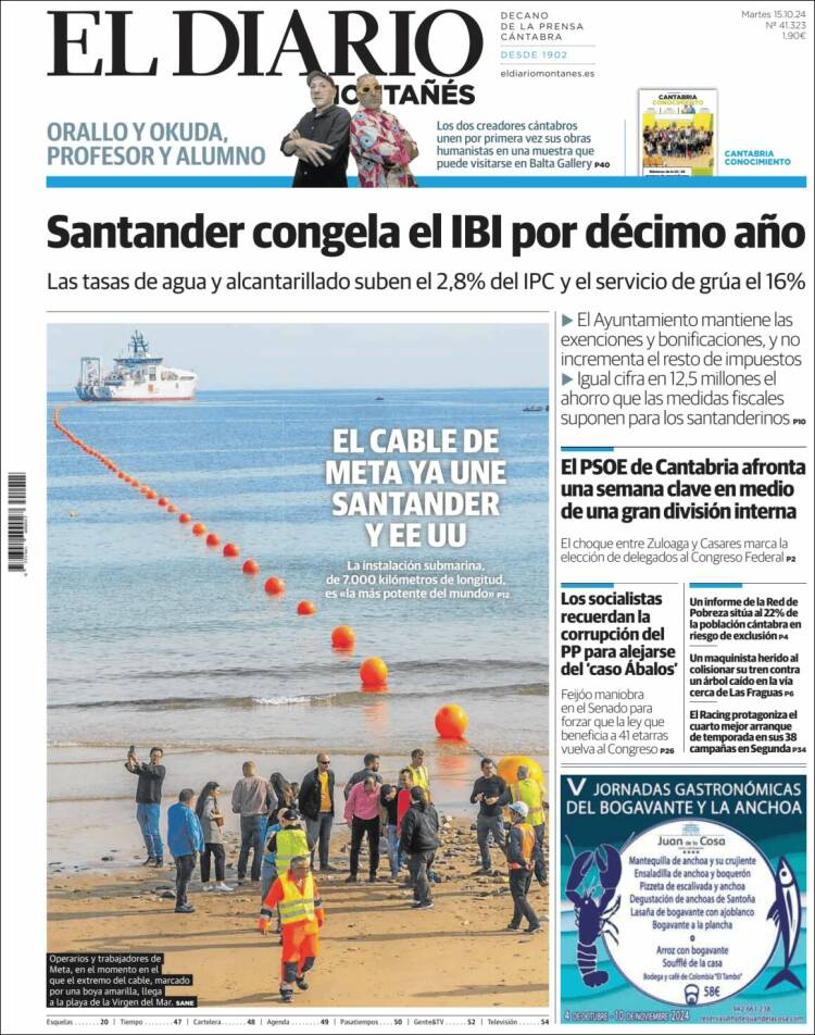 Portada de El Diario Montañés (España)