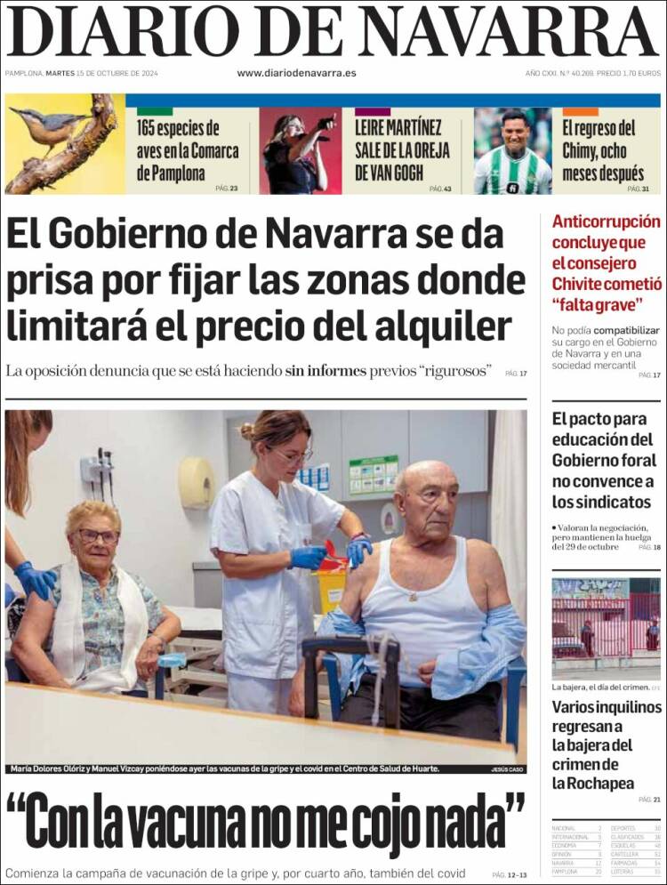 Portada de Diario de Navarra (España)