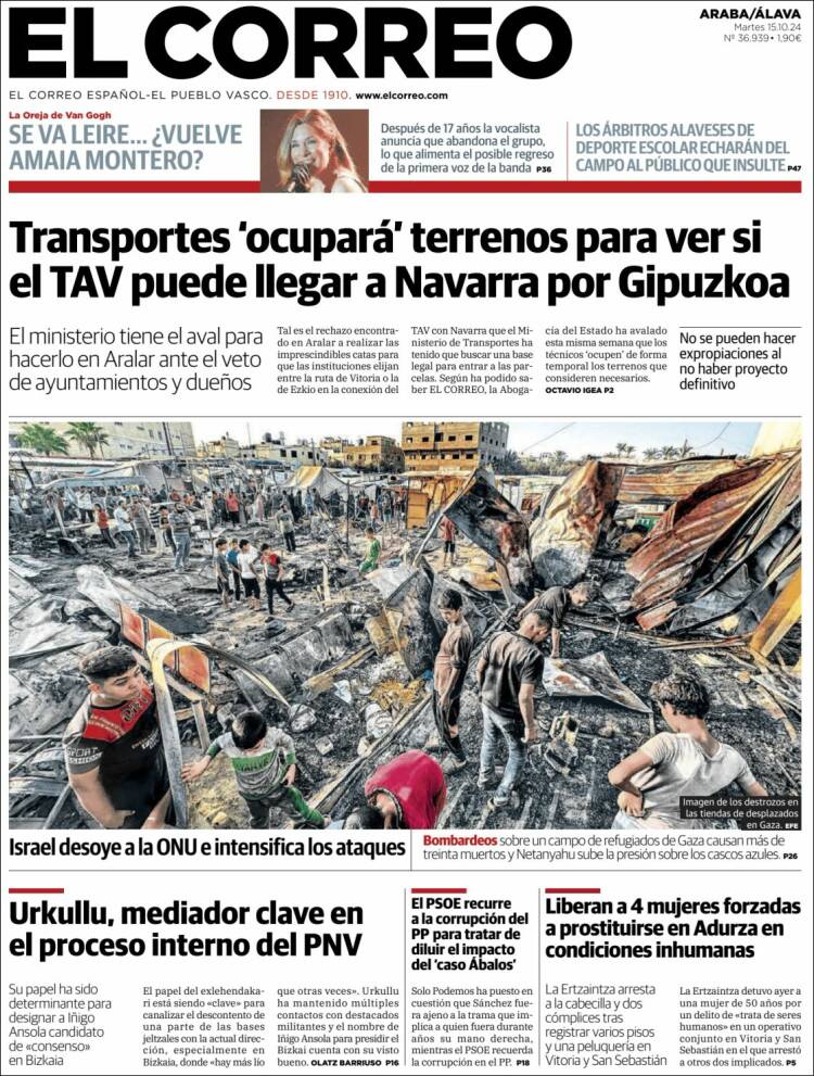 Portada de El Correo - Álava (España)