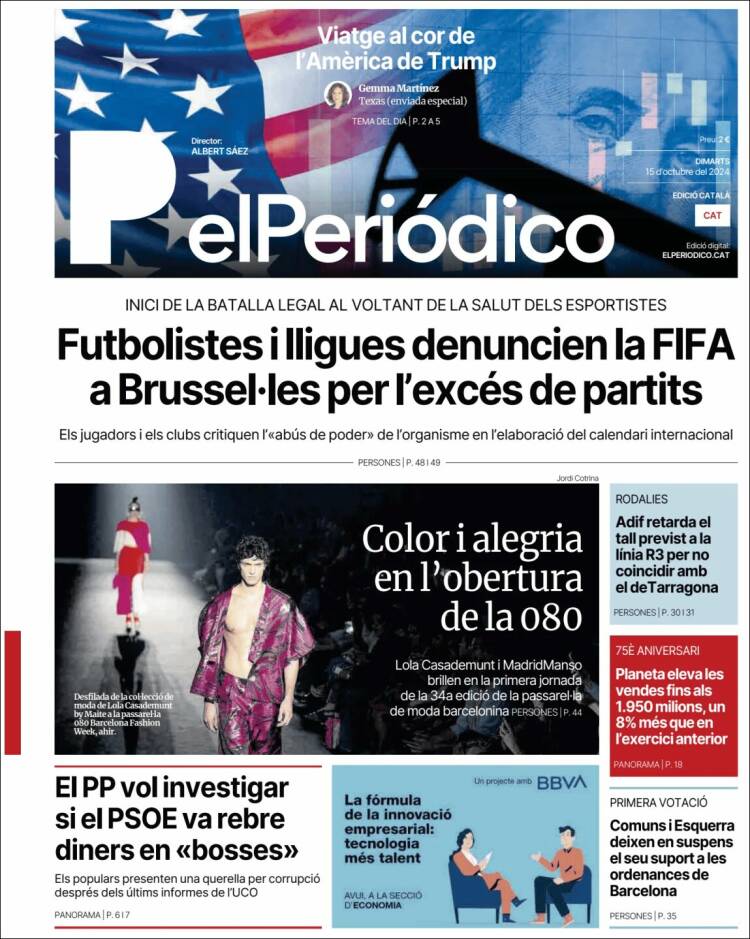 Portada de El Periódico de Catalunya (España)