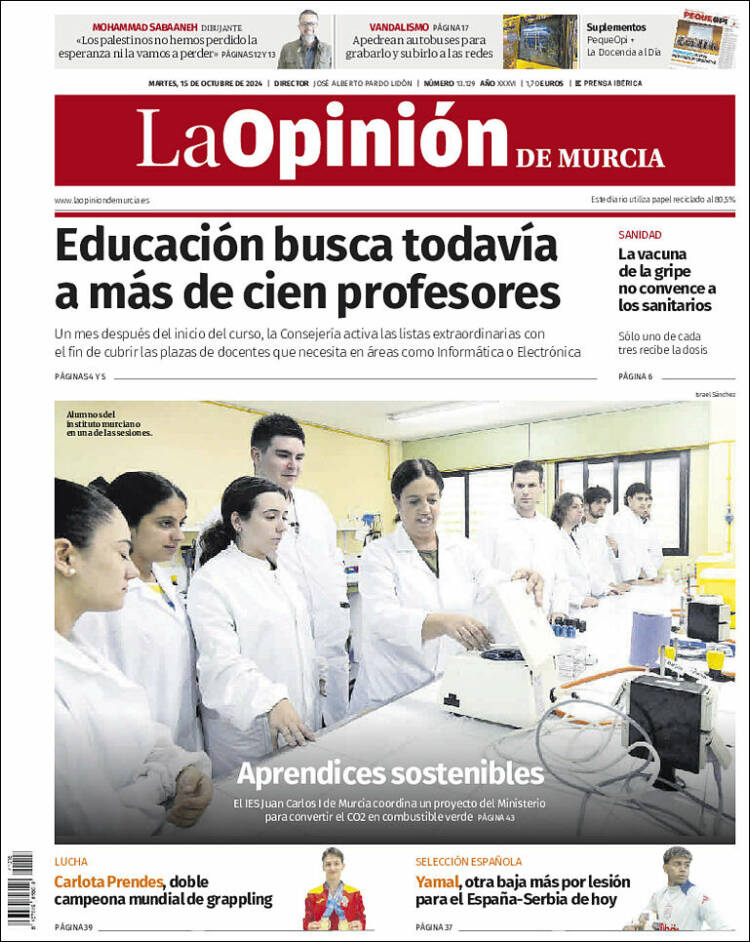 Portada de La Opinión de Murcia (España)