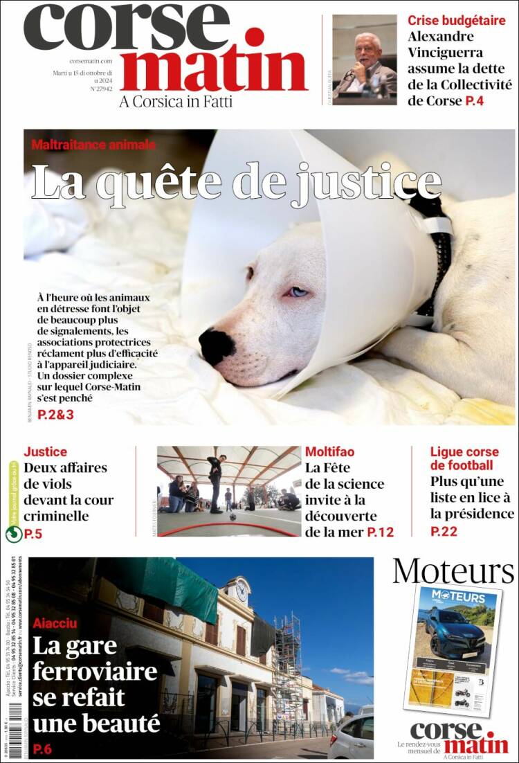 Portada de Corse-Matin (Francia)