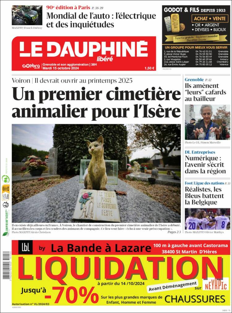 Portada de Le Dauphiné Libéré (Francia)