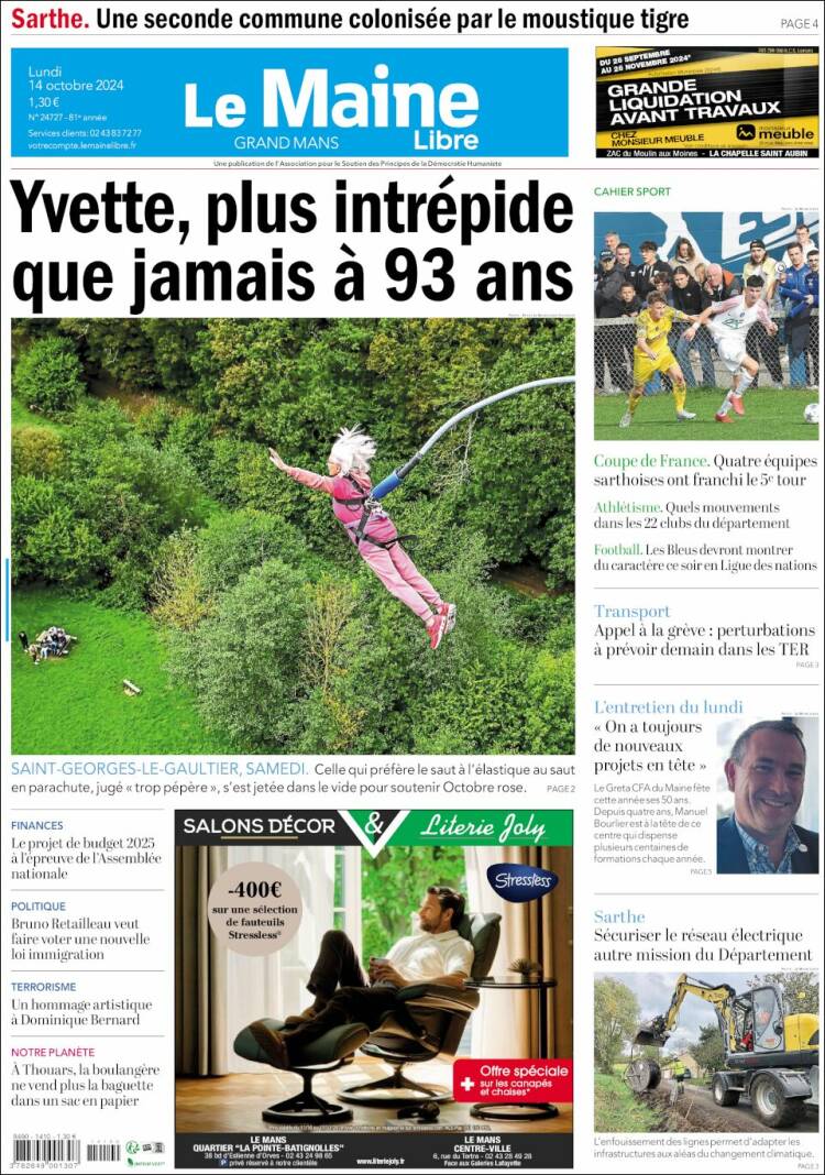 Portada de Le Maine Libre (Francia)