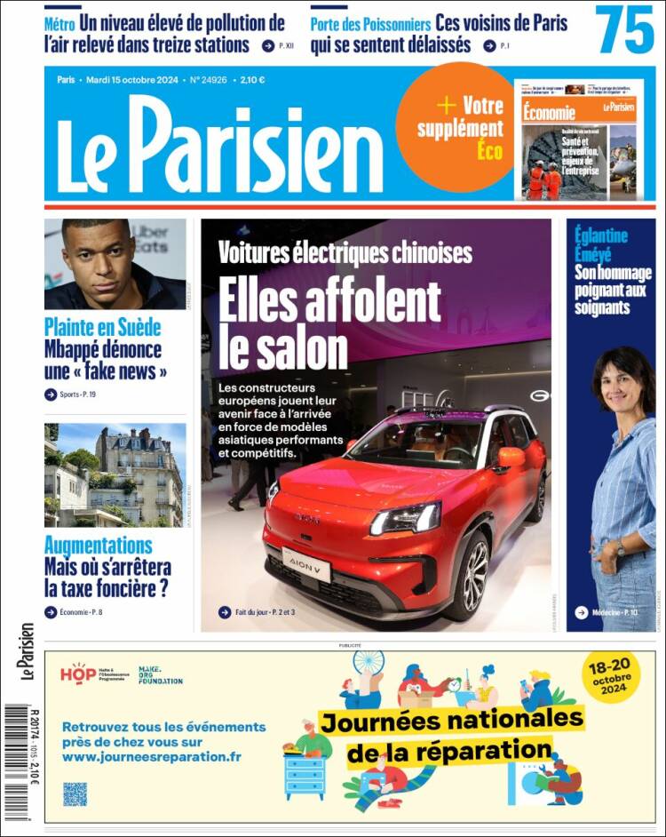 Portada de Le Parisien (Francia)