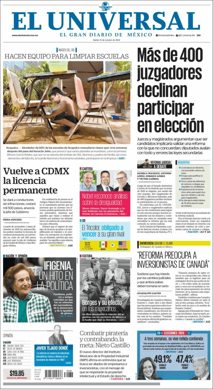 Portada de El Universal (México)