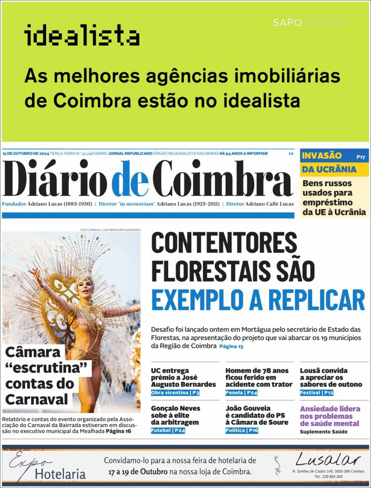 Portada de Diário de Coimbra (Portugal)