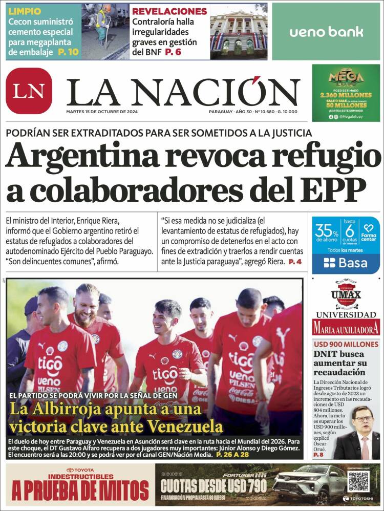 Portada de La Nación (Paraguay)