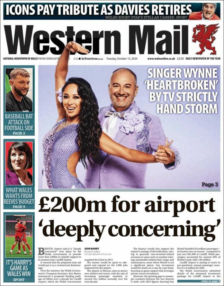 Portada de Western Mail (Reino Unido)