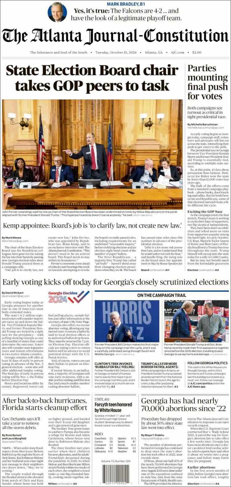 Portada de The Atlanta Journal-Constitution (USA)