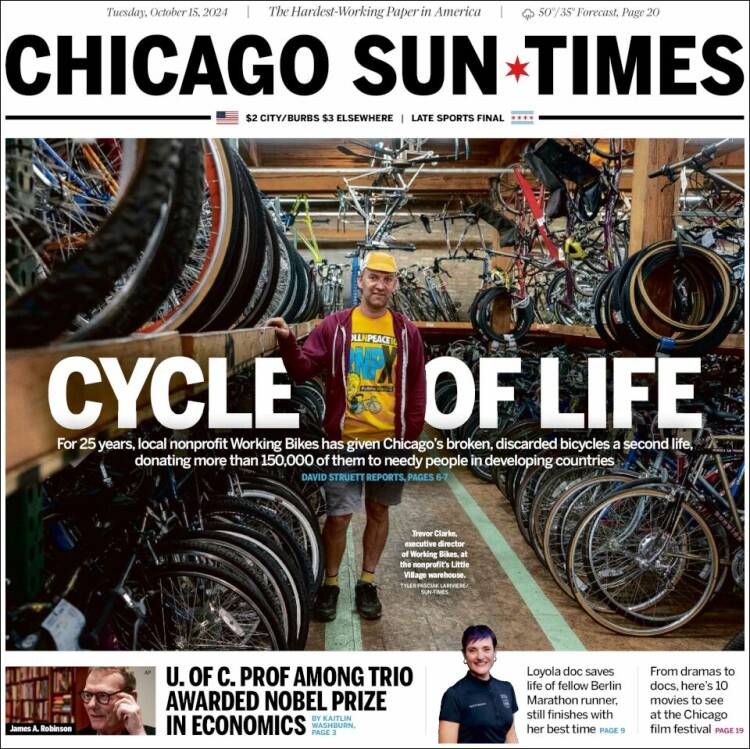 Portada de Chicago Sun-Times (USA)