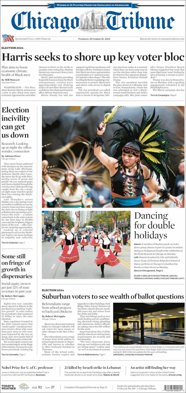 Portada de Chicago Tribune (USA)