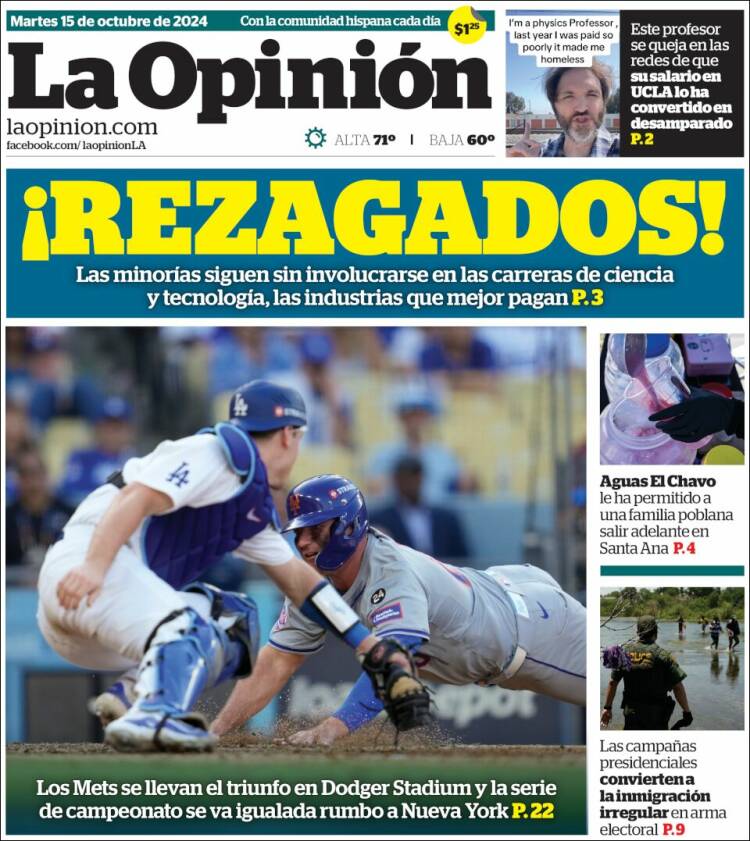 Portada de La Opinión (USA)