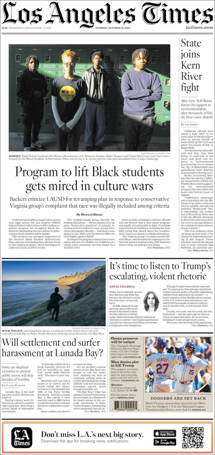 Portada de Los Angeles Times (USA)