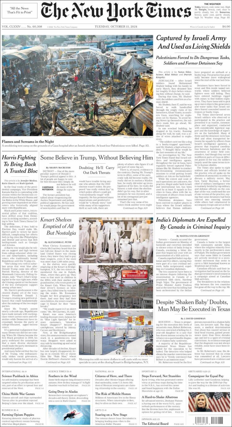 Portada de New York Times (USA)