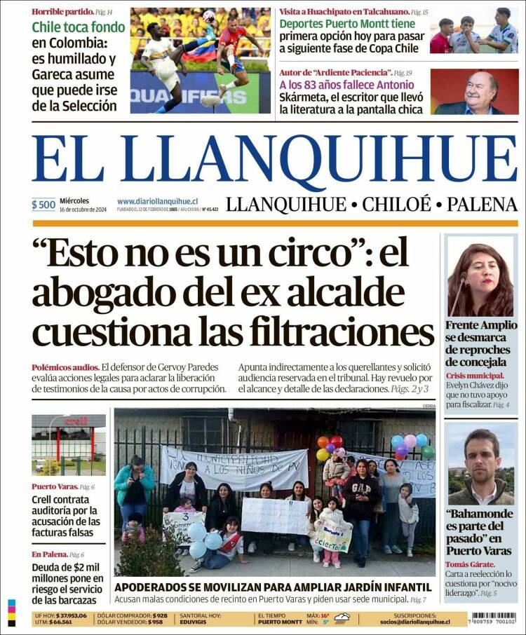 Portada de El Llanquihue (Chile)