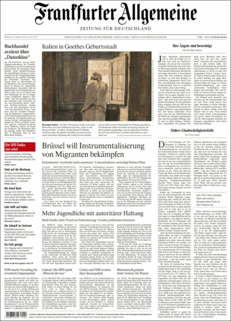 Portada de Frankfurter Allgemeine (Alemania)