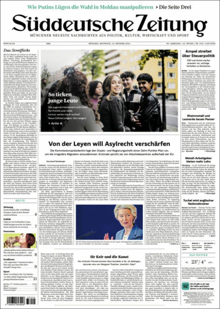 Portada de Sueddeutsche (Alemania)