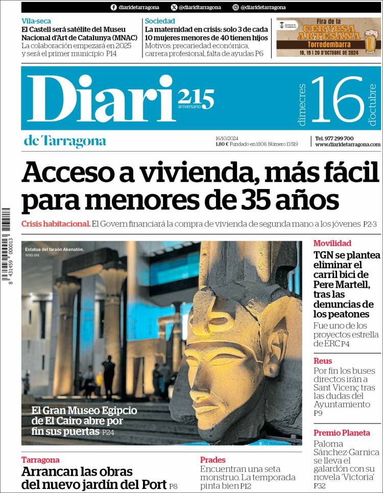 Portada de Diari de Tarragona (España)