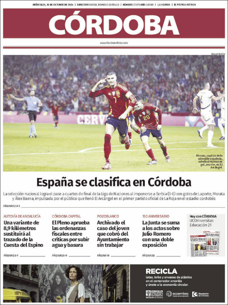 Portada de Diario de Córdoba (España)