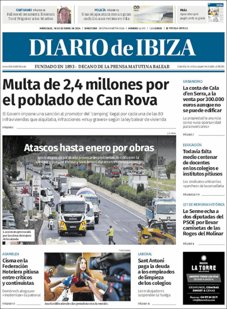 Portada de Diario de Ibiza (España)