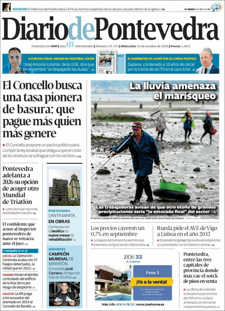 Portada de Diario de Pontevedra (España)