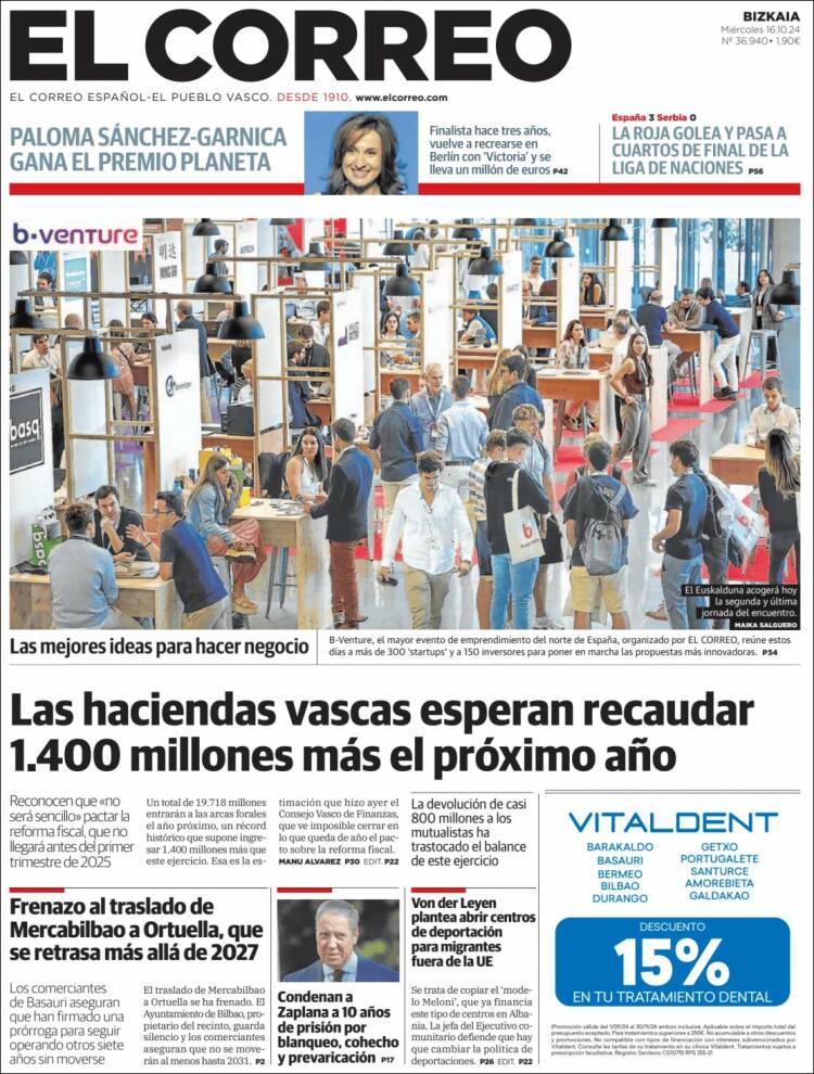 Portada de El Correo (España)