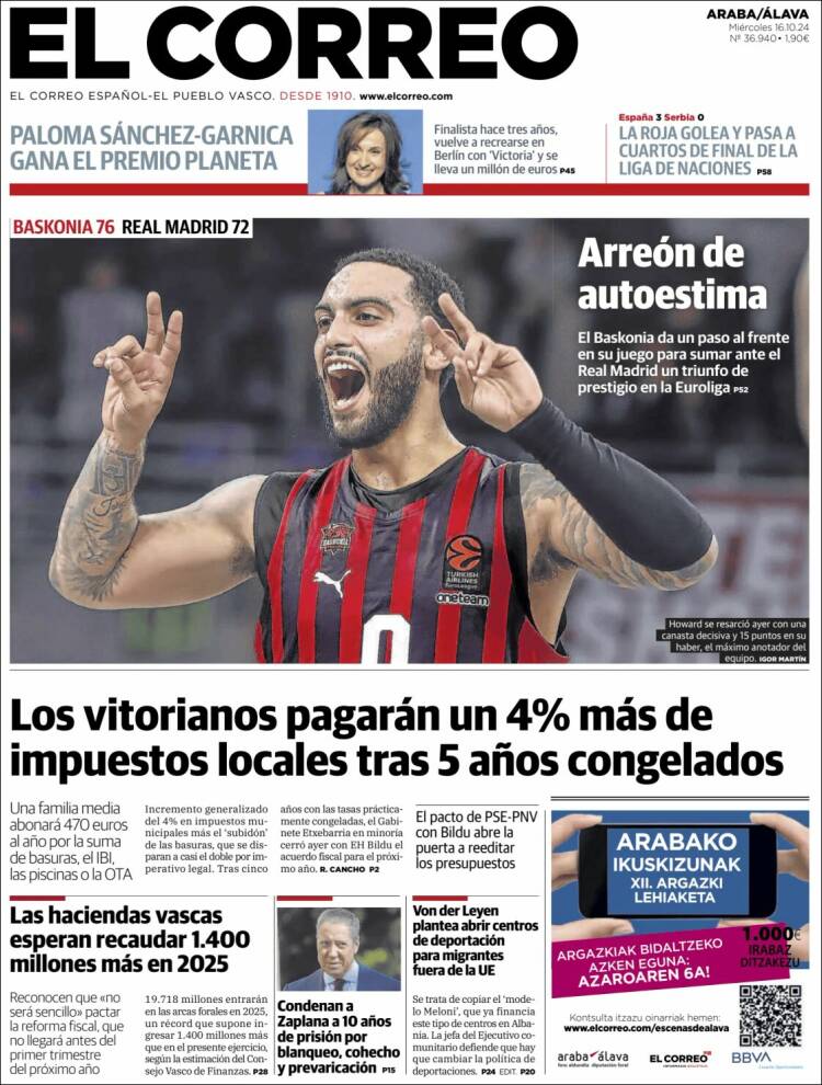 Portada de El Correo - Álava (España)