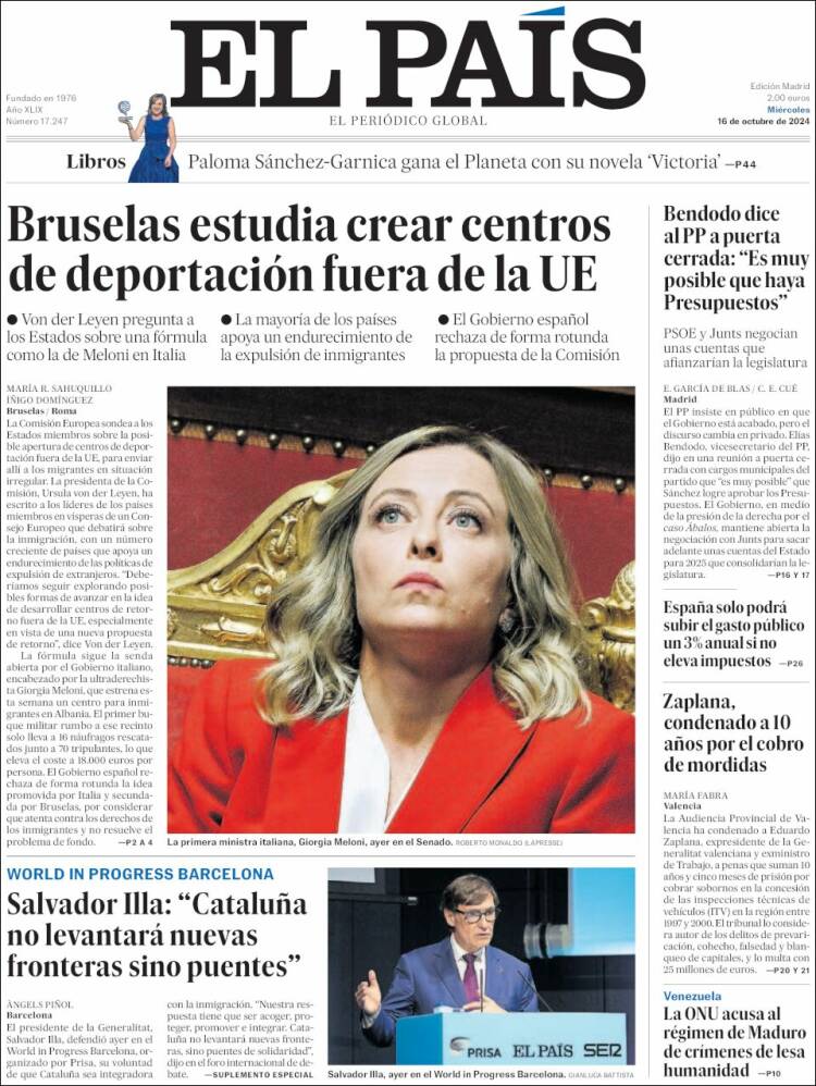 Portada de El País (España)