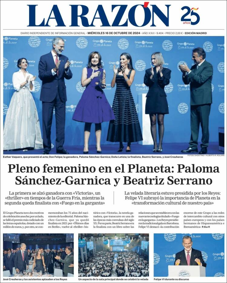 Portada de La Razón (España)