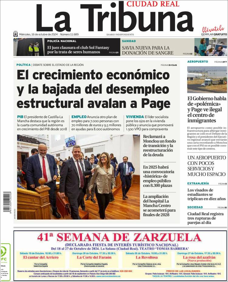 Portada de La Tribuna de Ciudad Real (España)