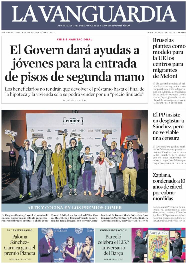 Portada de La Vanguardia (España)