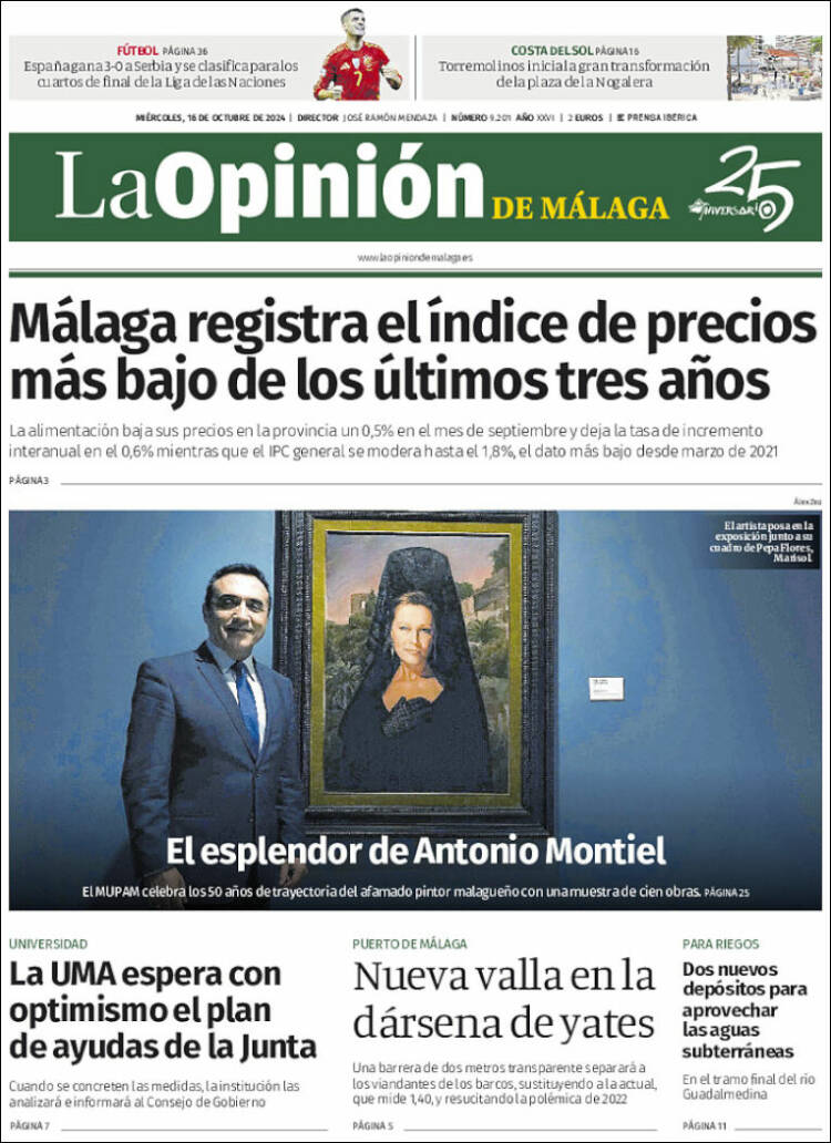 Portada de La Opinión de Málaga (España)