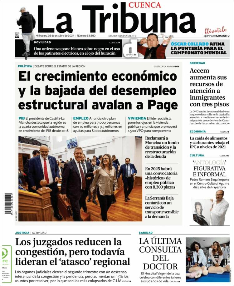 Portada de La Tribuna de Cuenca (España)