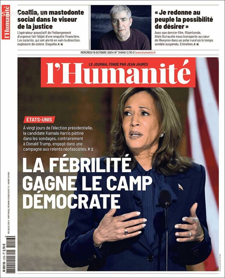 Portada de l'Humanite (Francia)