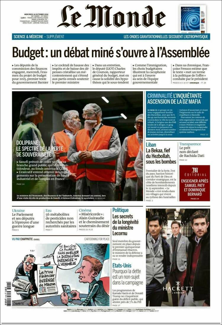 Portada de Le Monde (Francia)